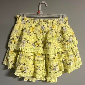 Southern Belle Aerie Rock n Ruffle Yellow Floral Skirt New without Tag